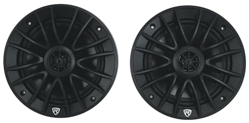 Rockville RM-PREMIUM-65 Black 6.5" 4-Ohm, Marine Boat Speakers Pair | 600W Peak, 150W RMS, 35Hz-20kHz, 93dB Sensitivity, True Coaxial Design, Weather-Resistant Grilles, Mounting Screws