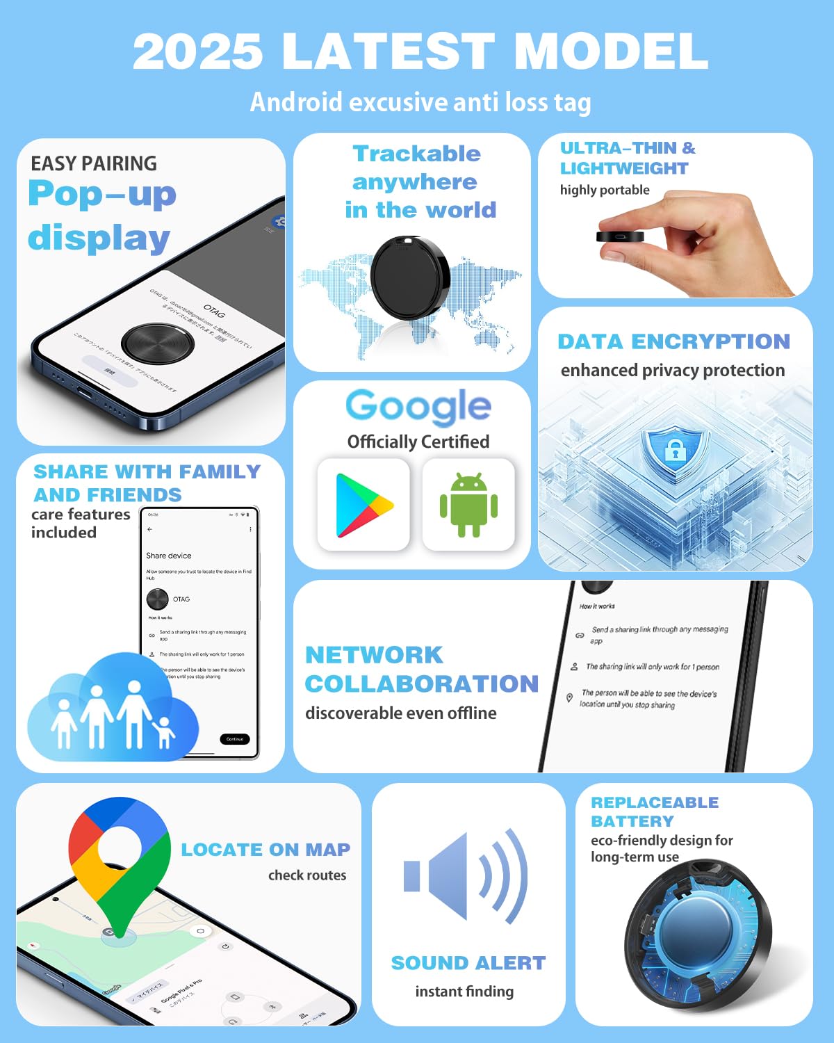 Air Tags for Android,Air Tags-4 Pack Android,Air Tracker Tags with 4 Case,2 Year Battery Life,Google Find Trackers for Google'S Find Hub App,IP65 Waterproof Luggage Air Tracker Tag for Keys