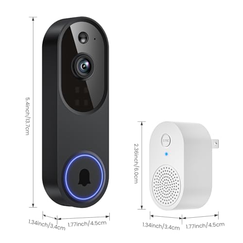 Orbitell 1080p Wireless Wi-Fi Video Doorbell Camera with Two Way Audio, Night Vision, Cloud Storage, Smart AI Motion Detection, Support 2.4GHz Wi-Fi only