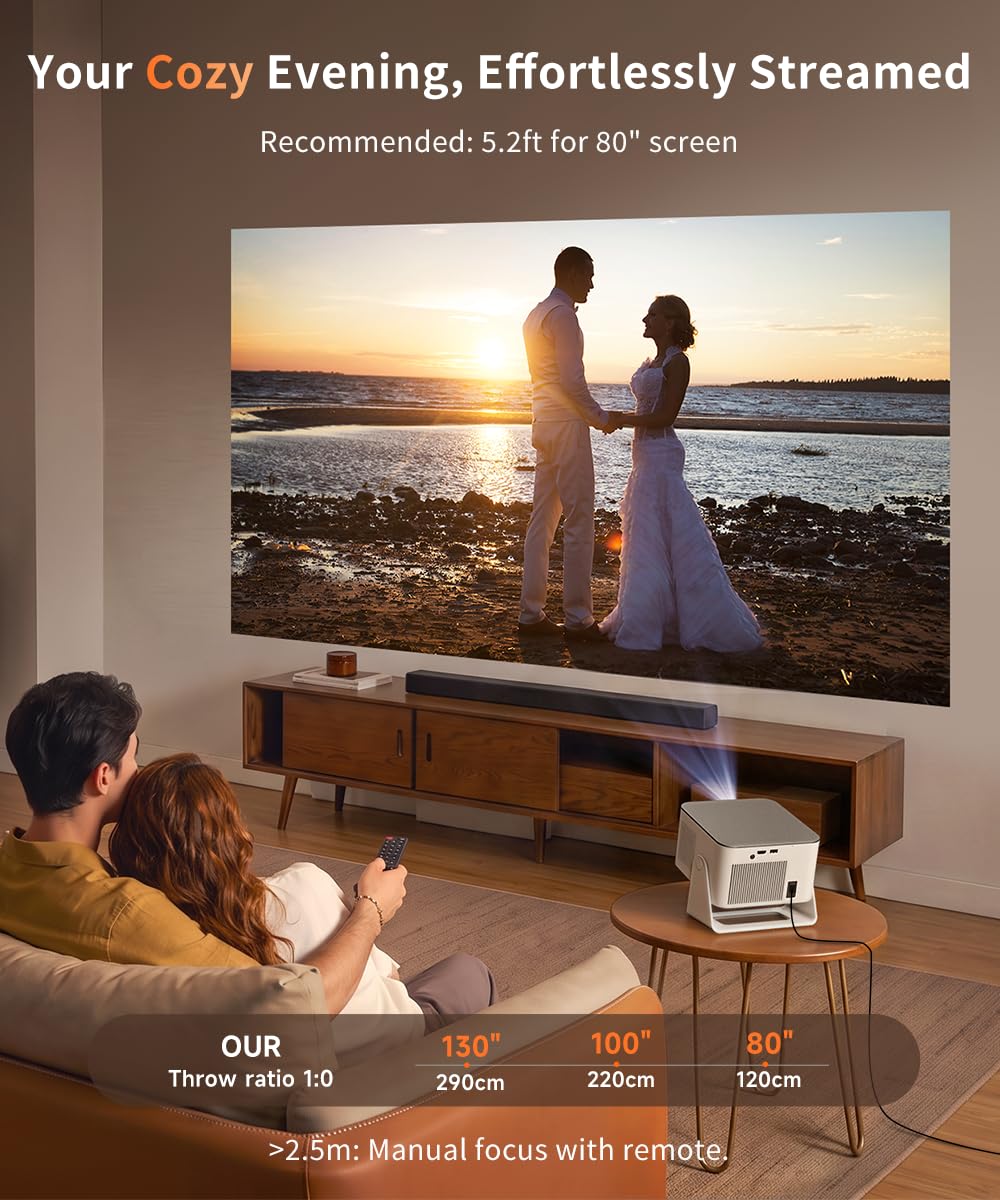 Magcubic HY350MAX Mini Projector, 600 ANSI, 4K Support, Auto Focus | Native 1080P Mini Portable Easy Setup 4-in-1 Auto WiFi 6 •BT5.4 • Android14 Movie Projector for Home Theater Outdoor