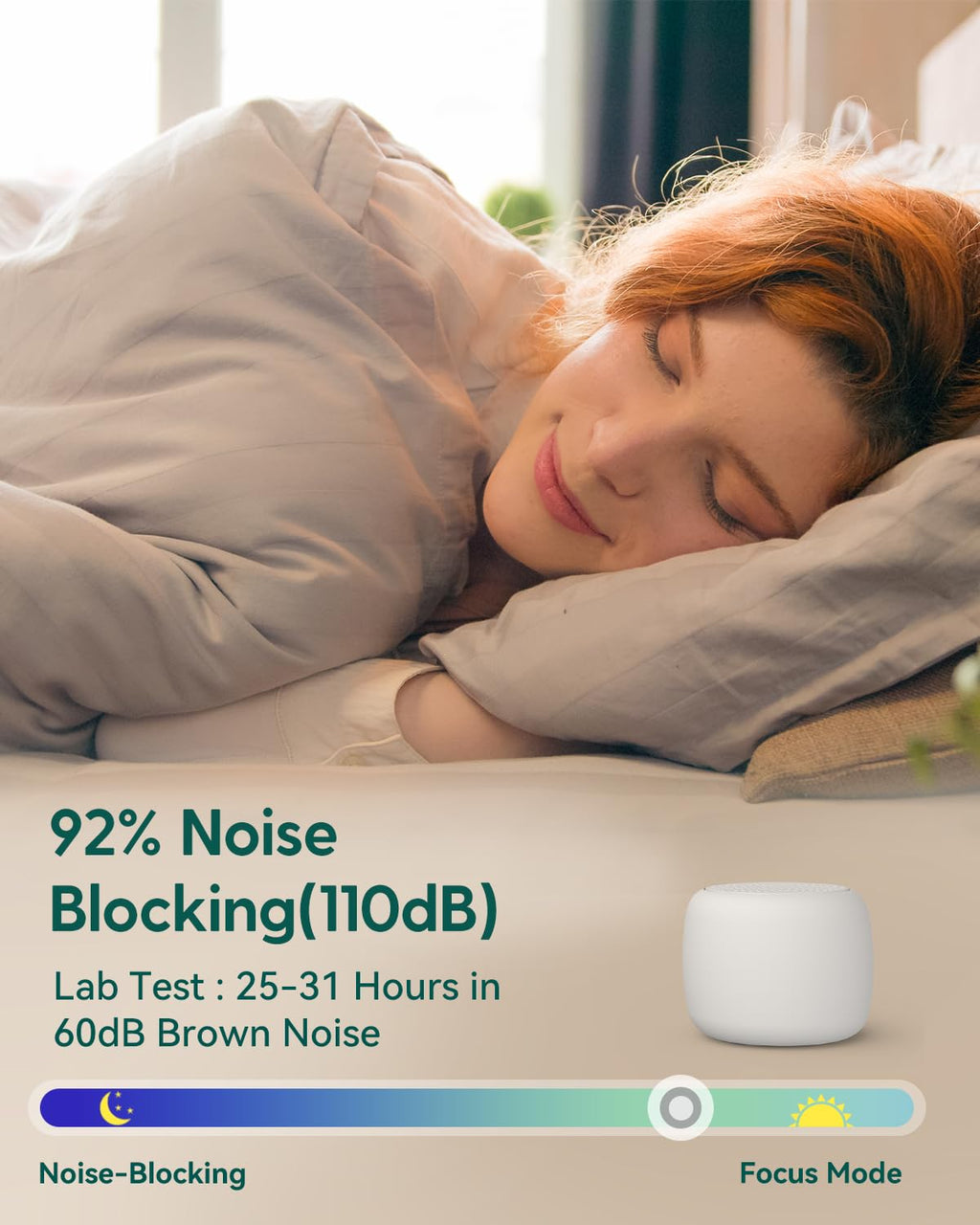 Babelio Pocket Mini Portable White Noise Machine for Travel, 15 Sounds | USB-C Rechargeable, Auto-Off Timer, Lightweight Design, Last-Setting Memory, Easy To Pack And Carry, White