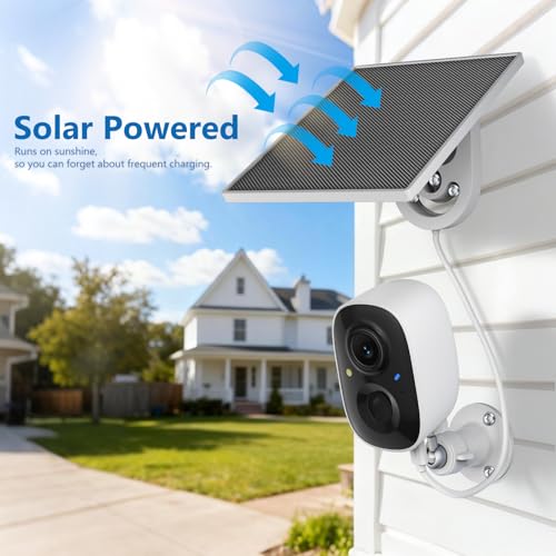 Fazoxo 2K Security Camera Wireless Outdoor, WiFi Cameras for Home Security | Solar Powered,Motion Detection,Color Night Vision(Spotlight),Instant Alert,2-Way Audio,Siren&SD/Cloud Storage,IP65,2.4GHz