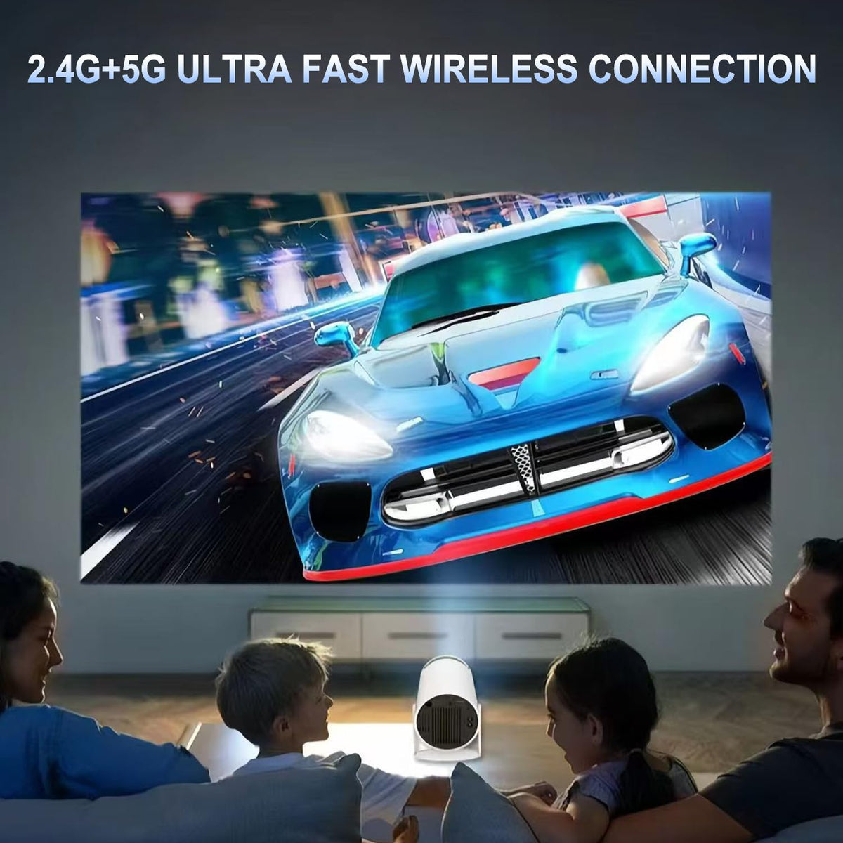 Mini Projector, Portable Smart Projector 4K WiFi 6 BT 5.4 [Built-in App] | Auto Keystone, Movie Projector Compatible With HDMI/USB/TV Stick/Smartphone/Laptop/PS5 Home Theater 180° Rotation White