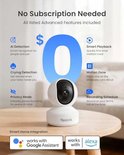 REOLINK E1 Pro 3K Dual-Band Wi-Fi Indoor Camera for Baby & Pet Monitoring | Auto Tracking, 5MP Night Vision Enhanced by F1.6 Aperture, Person/Pet/Baby Crying Detection, 2.4/5GHz Wi-Fi, Two-Way Audio