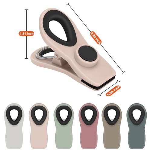 TACGEA Chip Clips, Magnetic Bag Clips for Food Storage, 12 Pack, Neutral | Heavy Duty Clips with Airtight Seal, Strong Spring, for Food, Snack, Fridge, Office