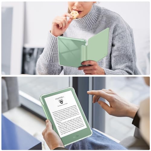 Fintie Slim TPU Case for 6" Kindle 11th Generation 2024/2022, Agave Green | Ultra Clear Transparent Soft TPU Back Cover Lightweight Shell, Auto Wake/Sleep,for All-New Kindle 2024/2022 11th Gen e-Reader