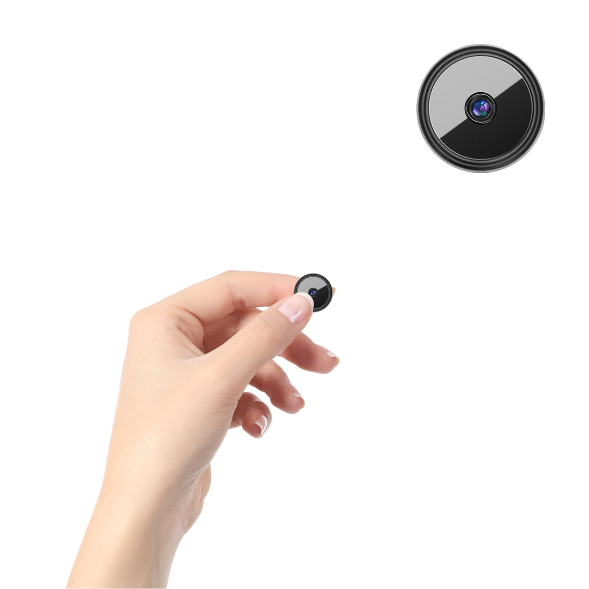 Only 0.9 inch Hidden Camera with Audio/Video Mini Small Spy Home Nanny | Indoor Night Vision Motion Detection Baby Monitor Wireless Outdoo WiFi espias Security Secret System Doorbell (1,black,mini)
