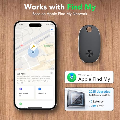 Air Tracker Tags-4 Pack, Bluetooth Tracker Works with Apple Find My APP (iOS Only), Backpack, Suitcases, Replaceable Battery, IP67 Waterproof Tracking Tag (4 Black)