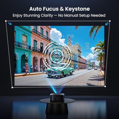 HAPPRUN 1500 ANSI 4K Decoding Outdoor Projector with Official Google TV | Smart Projector with WiFi and Bluetooth, Auto Focus & Keystone, Dolby Audio, Portable Home Theater for Indoor & Outdoor Movie