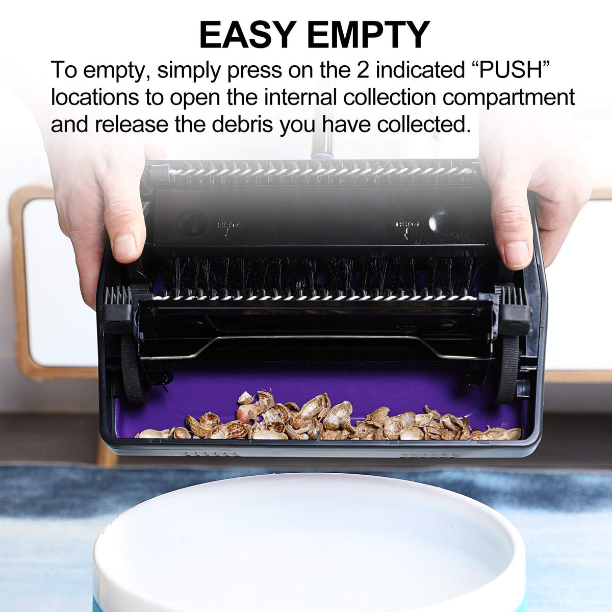 Yocada Carpet Sweeper Cleaner Manual Household Sweeper Lightweight | Hand Push Non-Electric for Home Office Low&Undercoat Carpets Rugs Pet Hair Dust Scraps Paper Rubbish Cleaning with a Brush