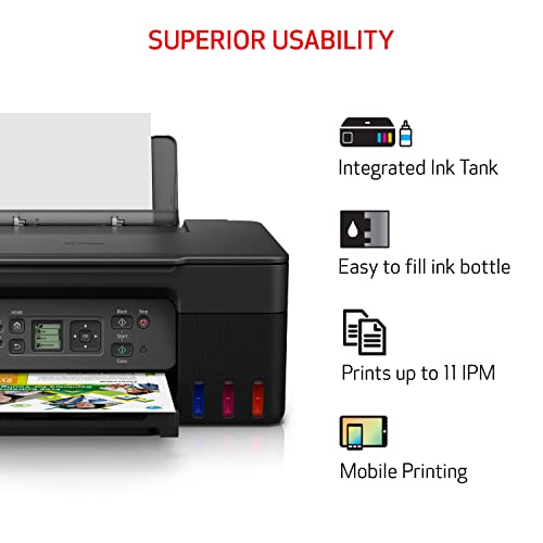 Canon MegaTank G3270 All-in-One Wireless Color Printer | Print, Copy, Scan, Refillable Tank System, Compact Desktop Design, Home & Office Use