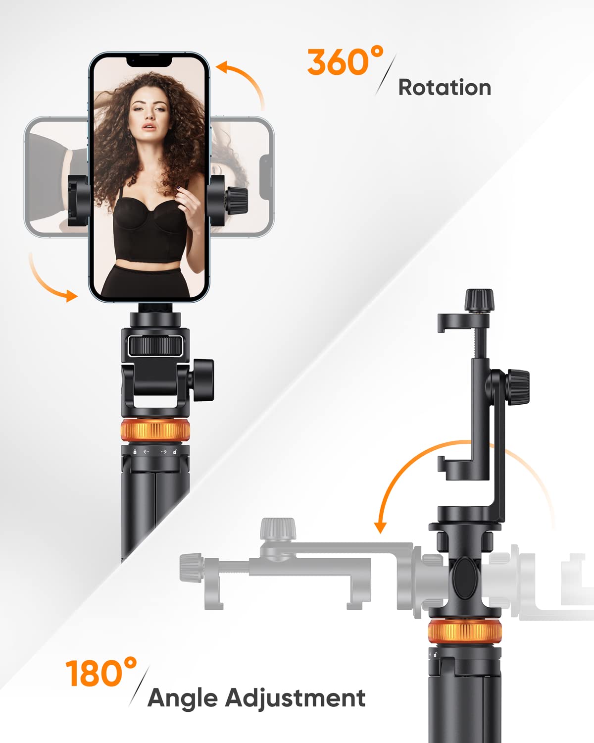 EUCOS 62" Phone Tripod, Tripod for iPhone & Selfie Stick with Remote | Extendable Cell Phone Stand & Ultimate Phone Holder, Solidest Phone Stand Compatible with iPhone/Android