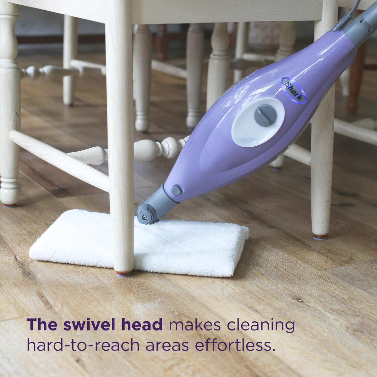 Shark Steam Pocket Mop with 2 Washable Double-sided Pads, Purple, S3501 | Lightweight, 2 Machine Washable Double-Sided Microfiber Pads, Swivel Steering, Steam Sanitization on Sealed Hard Floors