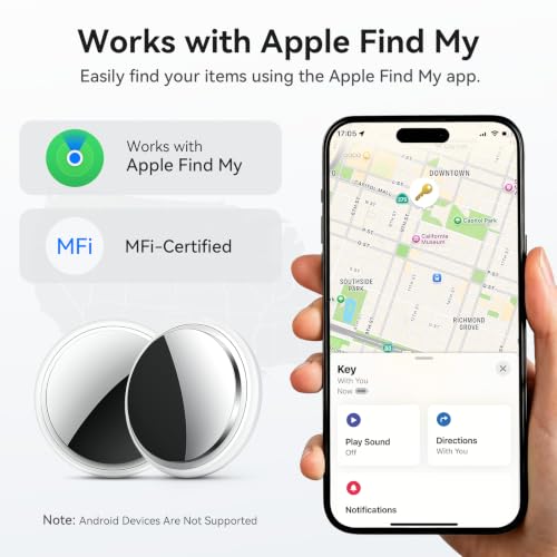 Air Tracker Tag-2 Pack, Smart Item Tags [Apple MFi Certified] | With Find My app (iOS Only), Key Finder Locator Luggage Tag for Keys, Bags, Wallets, Backpack, Suitcases, Replaceable Battery