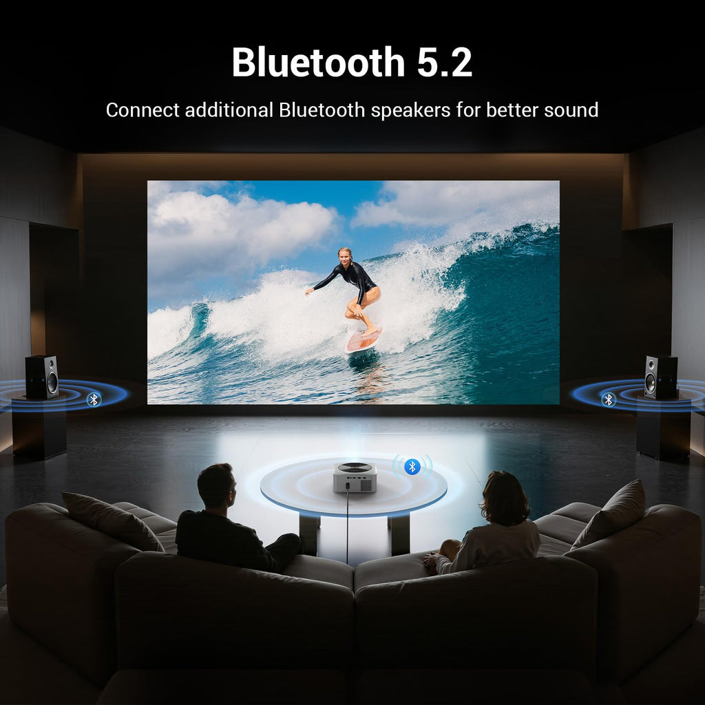 HAPPRUN 1500 ANSI Smart Outdoor Projector, Built-in Apps, 30W Dolby Audio | 4K Decoding,Auto Focus,10K+ Apps,Movie Projector with WiFi Bluetooth,Portable Indoor Proyector Compatible with Phone/TV Stick