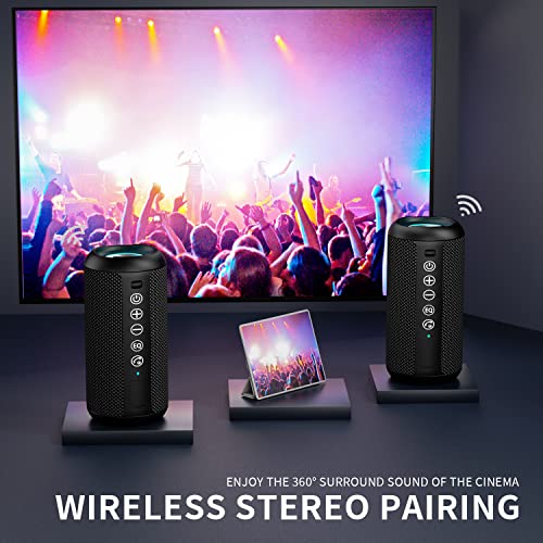 Ortizan X10 Portable Bluetooth Speaker (1st Gen), IPX7 Waterproof, Wireless | Big Sound and Deep Bass, TWS Pairing, 30Hrs of Playtime, for Home/Party/Outdoor/Beach, Birthday Gifts for Men Women - Black