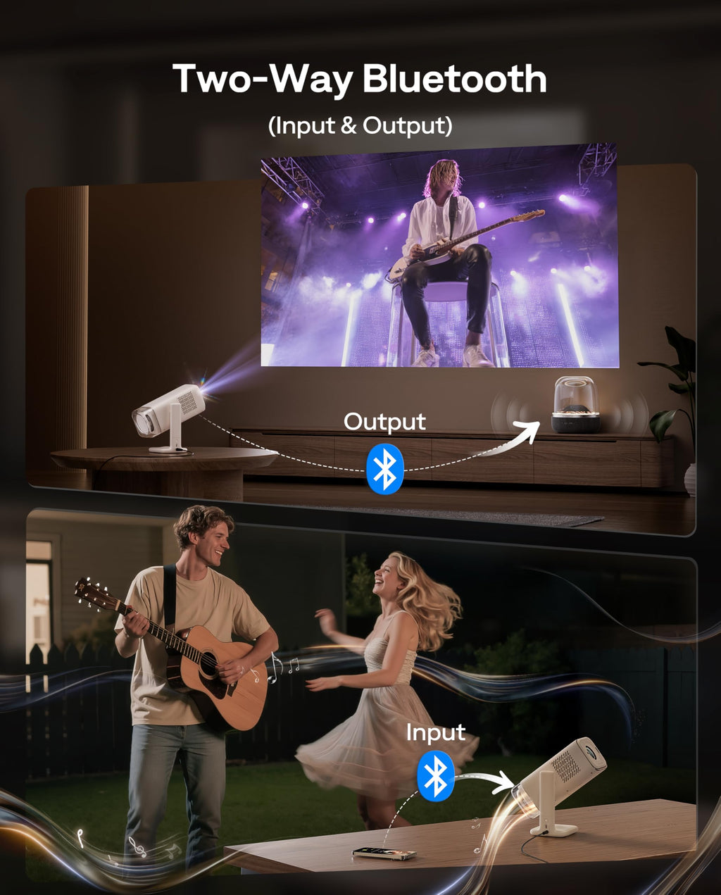 Aurzen BOOM Air Google TV Portable Projector with USB-C Powered, Off-White | Smart Projector with WiFi and Bluetooth, for Outdoor & Home Movie, 4K Supported, Real-Time Focus, Dolby Audio, Flexible Stand