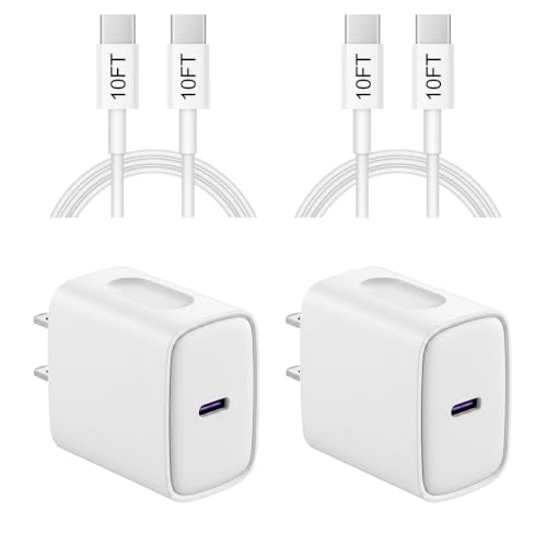 iPhone 18 17 16 15 Charger Fast Charging 10FT - 20W USB C Charger Block | Type C Charger Fast Charging with 10FT Extra Long USB C to C Cable for iPhone 18 17 16 15 Pro Max, Duo, iPad (White)
