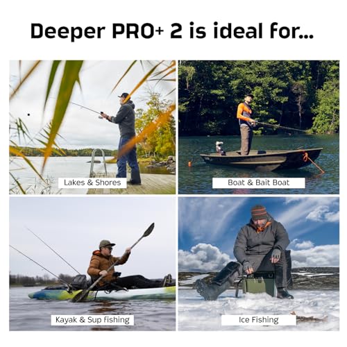 Deeper PRO+ 2 Sonar Fish Finder - Portable Fish Finder and Depth Finder For Kayaks, Boats and Ice Fishing with GPS Enabled | Castable Deeper Fish Finder with FREE User Friendly App