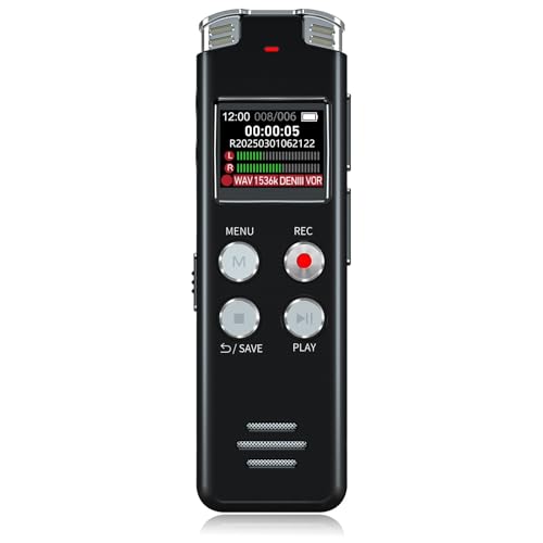 64GB Digital Voice Recorder with Playback: Voice Activated Recorders for Lectures Meetings Interviews - EVISTR Dictaphone Recording Device Tape Recorder Portable Mini, Audio Recorder with USB, MP3
