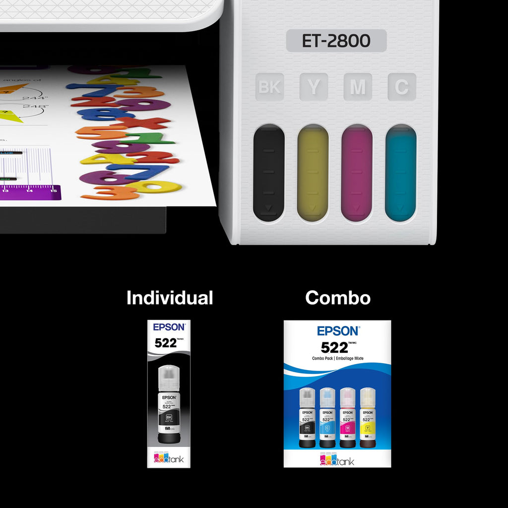 EPSON 522 EcoTank Ink Ultra-high Capacity Bottle Black (T522120-S) Works with ET-2720, 2800, 2803, 2840, 4700, 4800, 4810