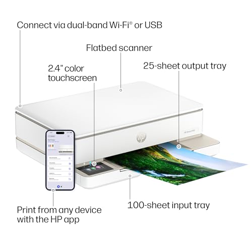 HP Envy 6155 Wireless All-in-One Color Inkjet Printer, Print, Scan, Copy, Duplex Printing Best-for-Home, 3 Month Trial of Instant Ink Included, AI-Capable (C2WR7A) Portobello