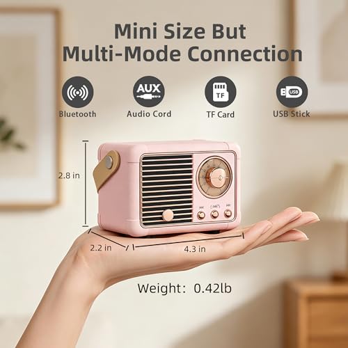 Baolira Retro Bluetooth Speaker, Gifts for Teen Girls, Cute Room Decor | Mini Portable Speaker, Teen Girl Gifts, Birthday Gifts for Girls & Women, Tween Girls Trendy Stuff, Teen Girl Room Decor