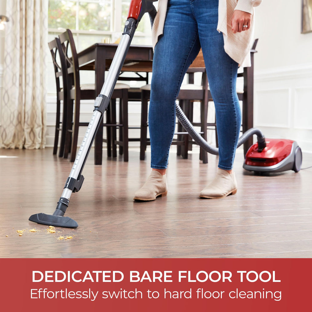 Kenmore 81414 400 Series Pet Friendly Lightweight Bagged Canister Vacuum with Extended Telescoping Wand, HEPA, Retractable Cord, and 4 Cleaning Tools-Red