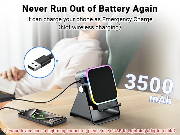 Induction Speaker with Phone Stand 5 in 1 Wireless Bluetooth Audio Black | Phone Speaker Amplifier for iPhone & Android with RGB Light and USB Wired Charging, Birthday Gift for Men Women Teens