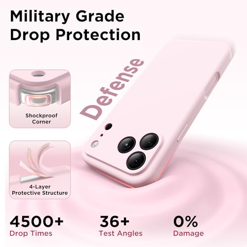 GolbinBox Magnetic for iPhone 18 Pro Case/17 Pro Case, Chalk Pink | Compatible with MagSafe, Camera Protection, Screen Protector, Silicone Shockproof Phone Case, Anti-Scratch Microfiber Lining
