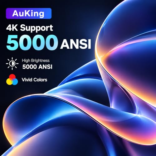 AuKing 5000 ANSI & 70W Dolby 4K Outdoor Projector with Auto Focus | Smart Projector with WiFi and Bluetooth. Officially-Licensed APP. HDR10+ 4K color. For home theater, outdoor movie nights.