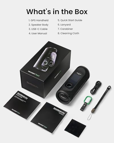 MILESEEY GeneSonic Pro Golf GPS Speaker with 43K+ Courses No-Subscription | Detachable GPS Handheld Rangefinder, MagLock, Color Touchscreen, Visual & Audible Yards, Layup/FCB/Hazard, 15H Battery, IP67