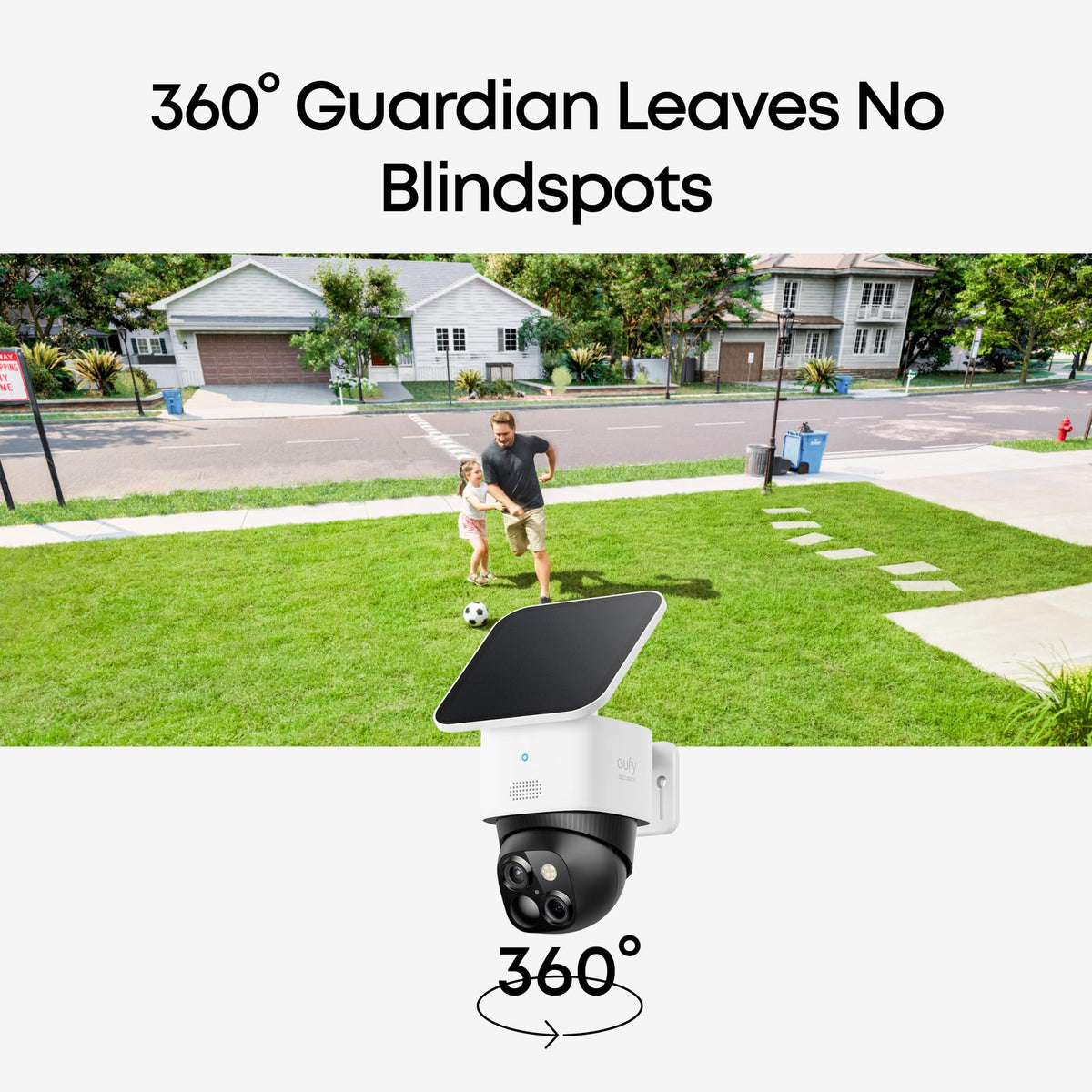 eufy Security SoloCam S340, 3K Dual-Lens Solar Security Camera | 360° Coverage, Pan & Tilt, No Blind Spots, AI Detection & Tracking, Color Night Vision, No Monthly Fee, Built-in 8GB