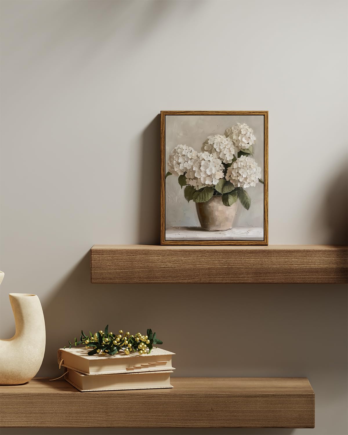 InSimSea Framed Canvas Wall Art Vintage Decor, Hydrangea Floral Pictures Bathroom Wall Decor Aesthetic, Living Room Bedroom Flower Home Retro Decorations, 8"x10"
