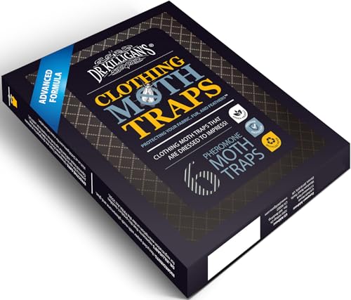 Dr. Killigan's Premium Clothing Moth Traps with Pheromones (Black, 6 Traps) | Clothes Moth Traps with Pheromones, Alternative to Moth Balls, Targets the Webbing Clothes Moth & Casemaking Clothes Moth
