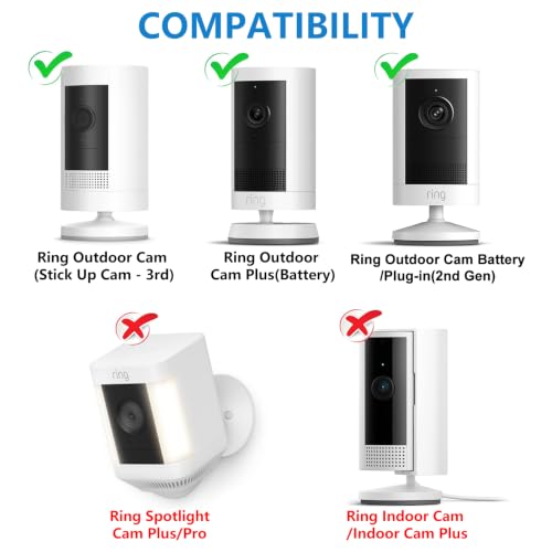2Pack Adjustable Security Wall Mount Bracket for Ring Stick Up Cam & Ring Outdoor Cam Plus, Perfect View Angle for Your Surveillance Camera System - White