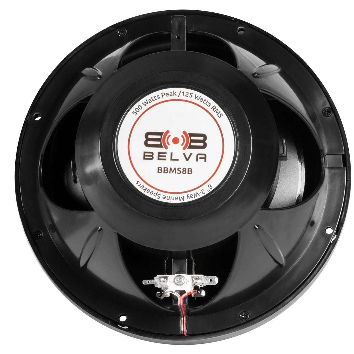 BELVA BBMS8B 8” 2-Way 500W Peak (250W RMS) Black Marine Coaxial Speakers for Marine/ATV/Motorcycle/Powersports
