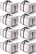 HOMESURE Supports 200lbs Heavy Duty Moving Bags - Strong Zipper & Wrap-Around Handles - Water-Resistant Storage Totes, Durable Alternative to Moving Boxes - 8 Pack - Semi-Transparent
