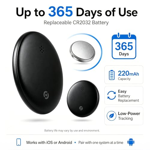 RGIMF GPS Tracker for Vehicles No Subscription, iOS & Android Dual System | Precise Location Car Tracker Tag, IP66 Bluetooth Tracker Device for Key, Luggage, Wallet, Kid and Pet (2-Pack)
