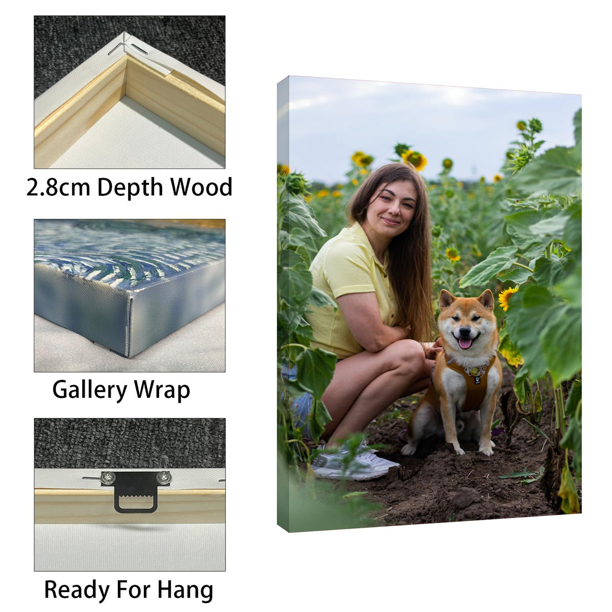 Custom Canvas Prints with Your Photos Framed Canvas Customized Wall Art Personalized Canvas Pictures for Pet/Family Gifts for Mom/Men/Women 8 x 10
