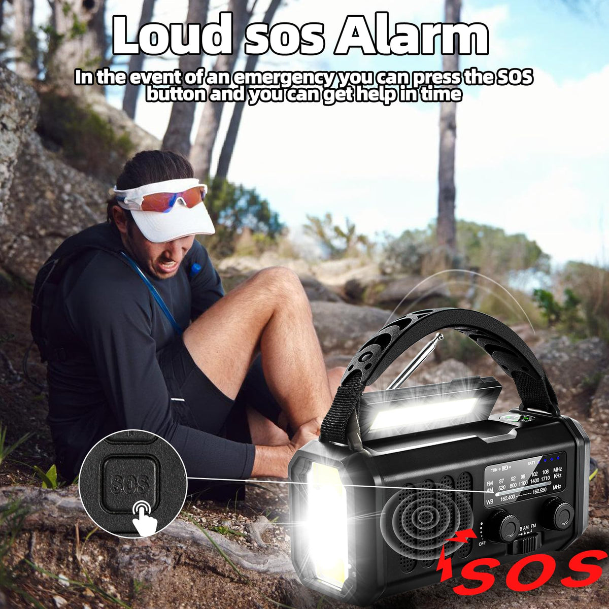 Emergency Weather Radio with NOAA Alert, Portable Solar Hand Crank AM/FM | 10000mAh Rechargeable Battery for Power Outages, 3Way Powered, 3-Mode LED Flashlight & Reading Lamp, SOS, Cell Phone Charger