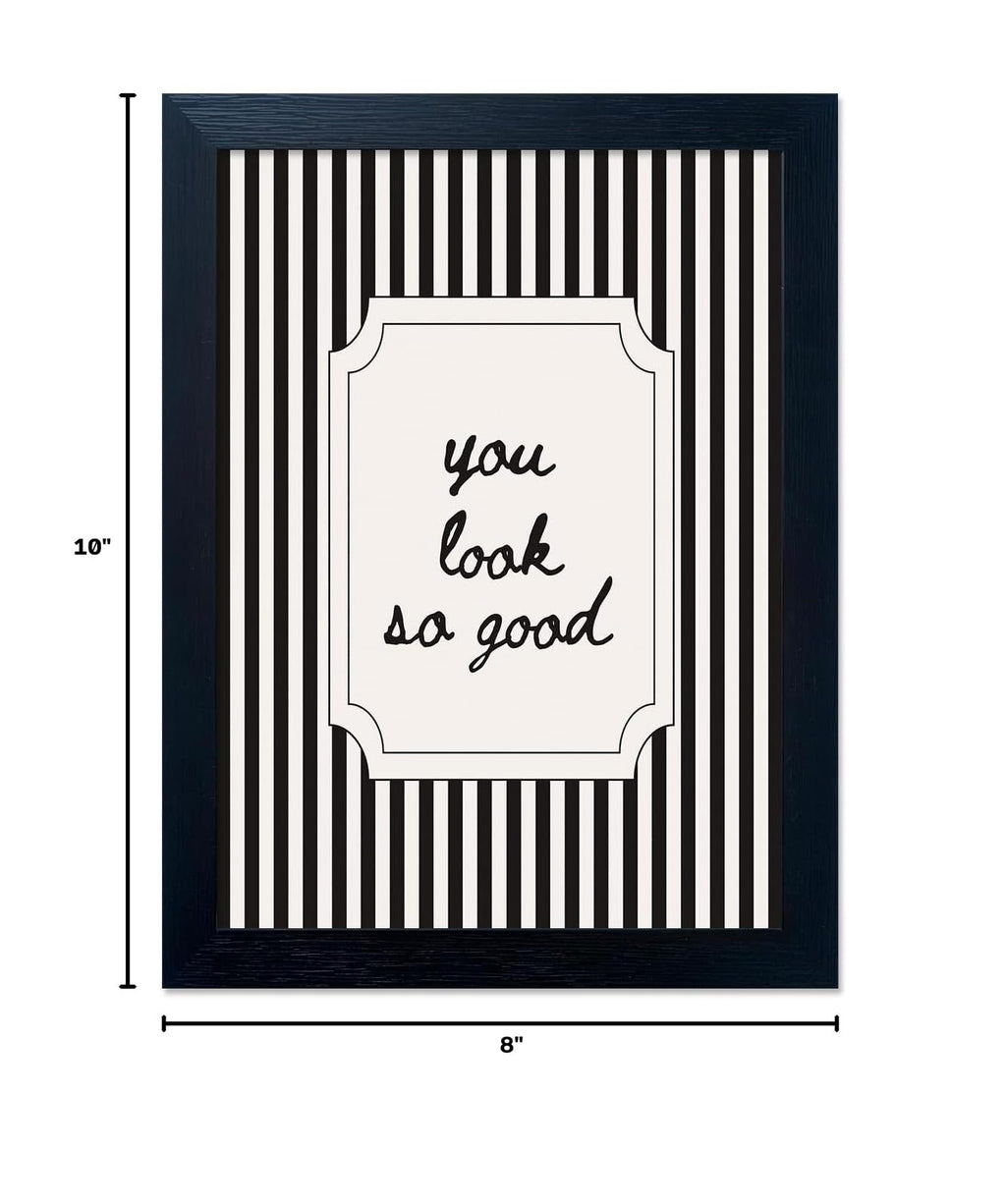 Black and White Bathroom Wall Art You Look So Good Framed Black Striped Bathroom Decor Modern Minimalist Canvas Print Painting Artworks for Wall