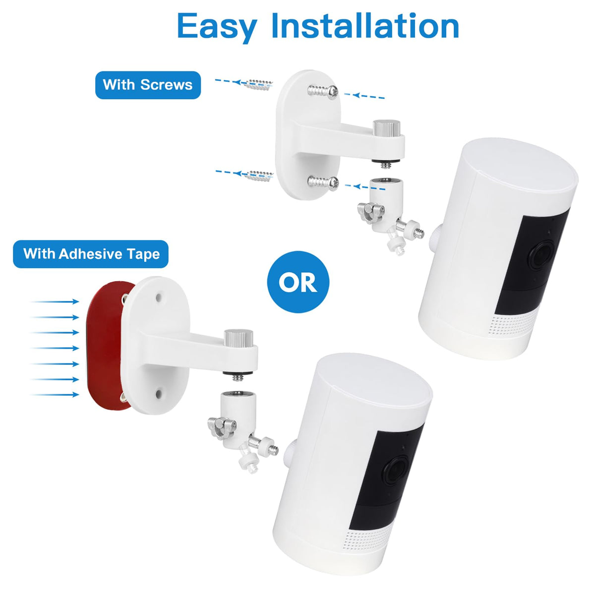 2Pack Adjustable Security Wall Mount Bracket for Ring Stick Up Cam & Ring Outdoor Cam Plus, Perfect View Angle for Your Surveillance Camera System - White