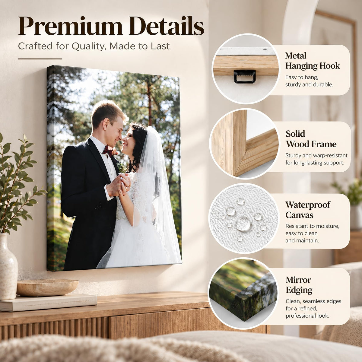 Custom Canvas Prints with Your Photo, Personalized Picture Wall Art 8x10in | Ship Next Day, Custom Photo Gifts for Mom Dad Pet Couple Family Wedding Anniversary, Floating Frame Available, Ready to Hang