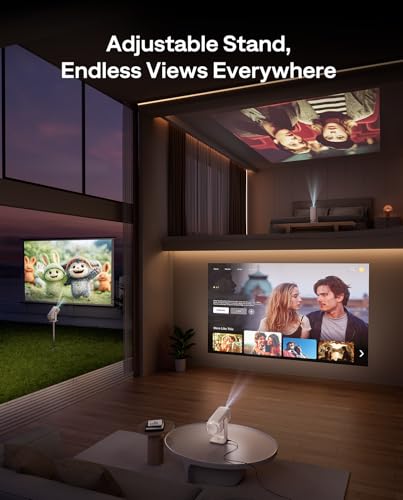 Aurzen BOOM Air Google TV Portable Projector with USB-C Powered, Off-White | Smart Projector with WiFi and Bluetooth, for Outdoor & Home Movie, 4K Supported, Real-Time Focus, Dolby Audio, Flexible Stand