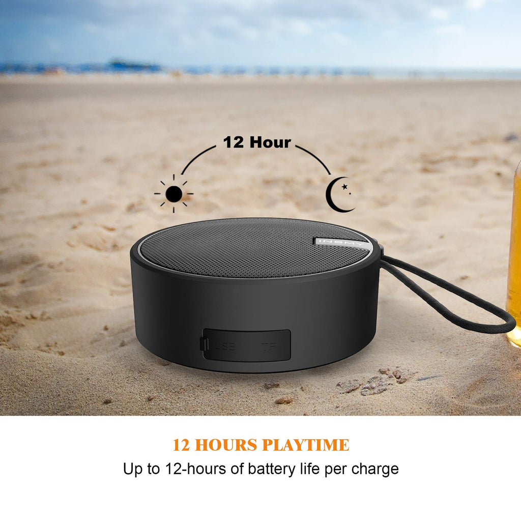 INSMY C12 IP67 Waterproof Shower Bluetooth Speakers Portable Small Speaker | Speakers Bluetooth Wireless,Loud Clear Sound,Support TF Card,Suction Cup,for Outdoor Kayak Canoe Beach Gift (Black)