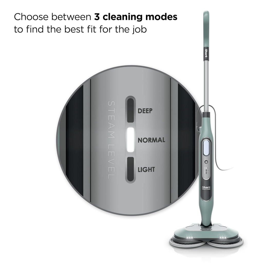 Shark Steam & Scrub Steam Mop, All-in-One Hard Floor Cleaner, Grey, S8001 | LED Headlights, 4 Dirt Grip Soft Scrub Pads Included, XL Water Tank, Swivel Steering