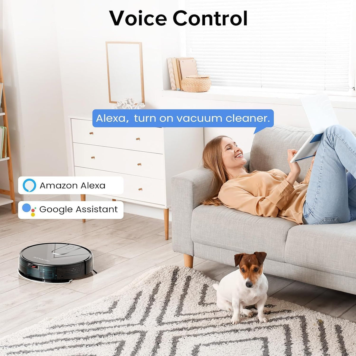 ROPVACNIC Robot Vacuum and Mop Combo 5200Pa Suction Robotic Cleaner | Self-charging, app control, personalized cleaning adjustments, advanced obstacle avoidance, suitable for home use