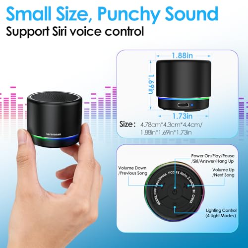 Portable Bluetooth Speaker 5.4, Mini Speaker with Noise Reduction Mic,Black