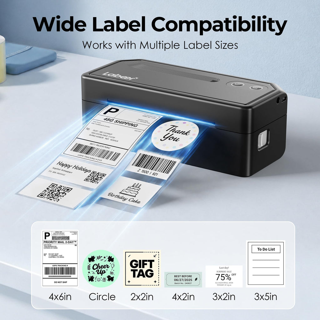 Labeer Bluetooth Thermal Shipping Label Printer, Wireless 4x6 Label Printer | For Small Business, Home, Office, Online Sellers, Warehouse & Shipping, Compatible with iPhone, Android, Windows & Mac